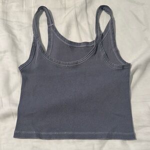 Stylish Gray Ribbed Tank Top